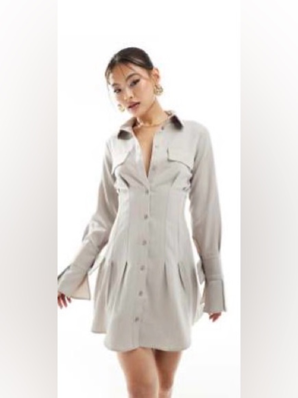 Light Lavender Button-Down Tunic dress